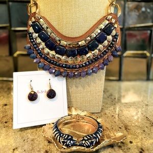 Stella & Dot Indira Bib Necklace, Small Serenity Earrings, and Lakra Bangle